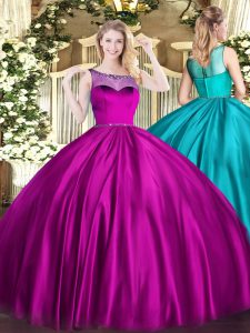 Satin Sleeveless Floor Length Quinceanera Gowns and Beading