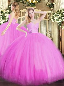 Fuchsia Sweetheart Lace Up Beading 15th Birthday Dress Sleeveless