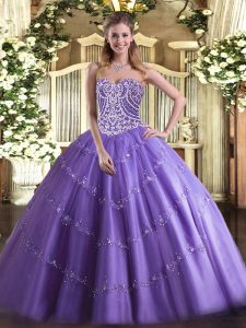 Lavender Sweetheart Neckline Beading Quinceanera Dresses Sleeveless Lace Up