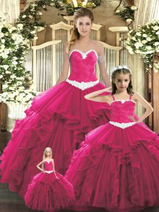 Stunning Sleeveless Ruffles Lace Up Quinceanera Gown