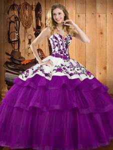 Cute Floor Length Ball Gowns Sleeveless Purple Sweet 16 Dresses Lace Up