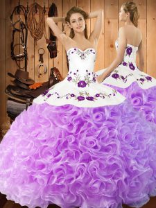 Beautiful Sleeveless Embroidery Lace Up Quince Ball Gowns