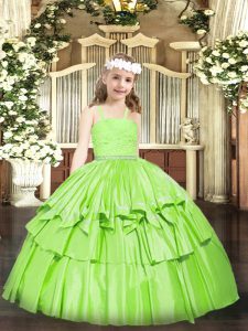 Best Straps Neckline Beading and Lace Little Girl Pageant Dress Sleeveless Zipper