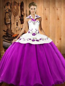 Designer Floor Length Ball Gowns Sleeveless Fuchsia Quinceanera Gown Lace Up