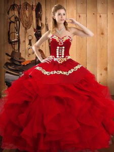 Exquisite Sleeveless Embroidery and Ruffles Lace Up 15 Quinceanera Dress