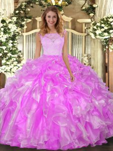 Most Popular Floor Length Lilac Ball Gown Prom Dress Scoop Sleeveless Clasp Handle