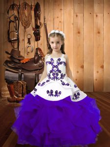 Eggplant Purple Sleeveless Embroidery and Ruffles Pageant Dress Wholesale