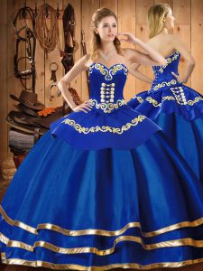 Enchanting Blue Sleeveless Organza Lace Up Vestidos de Quinceanera for Military Ball and Sweet 16 and Quinceanera