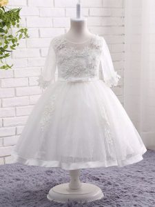 Scoop Short Sleeves Lace Pageant Dress Lace and Appliques Zipper