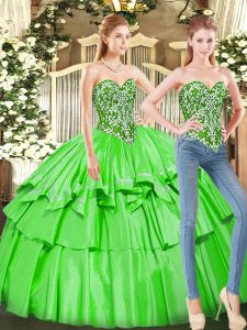 Latest Sleeveless Floor Length Ruffled Layers Lace Up Sweet 16 Quinceanera Dress
