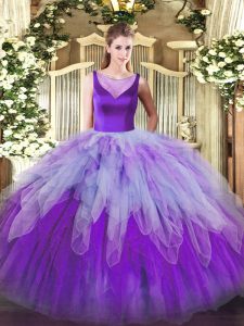 Delicate Multi-color Quinceanera Dresses Sweet 16 and Quinceanera with Beading and Ruffles Scoop Sleeveless Side Zipper
