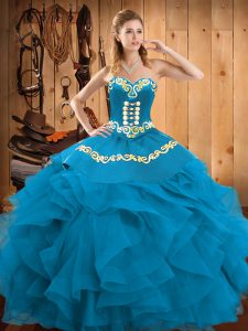 Glamorous Sleeveless Embroidery and Ruffles Lace Up Vestidos de Quinceanera