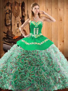 On Sale Sleeveless With Train Embroidery Lace Up Party Dress for Girls with Multi-color Sweep Train