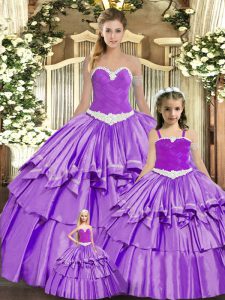 Eye-catching Eggplant Purple 15th Birthday Dress Military Ball and Sweet 16 and Quinceanera with Ruching Sweetheart Sleeveless Lace Up