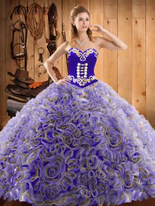 Modest Multi-color Sweetheart Neckline Embroidery Quinceanera Gowns Sleeveless Lace Up