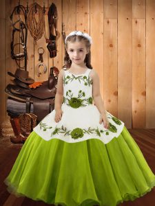 Organza Sleeveless Floor Length Kids Formal Wear and Embroidery