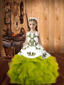 Most Popular Organza Sleeveless Floor Length Pageant Gowns For Girls and Embroidery and Ruffles