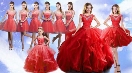 Hot Sale Wine Red Lace Up 15th Birthday Dress Beading and Ruffles Sleeveless Floor Length