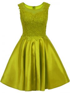 Mini Length Zipper Vestidos de Damas Olive Green for Prom and Party with Lace