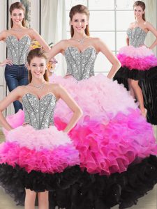 Noble Ball Gowns Quinceanera Dress Multi-color Sweetheart Organza Sleeveless Floor Length Lace Up