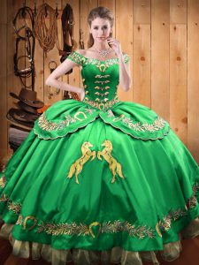 Decent Green Sleeveless Beading and Embroidery Floor Length Quince Ball Gowns