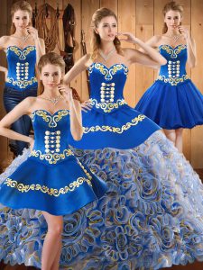Customized With Train Multi-color Quinceanera Dresses Sweetheart Sleeveless Sweep Train Lace Up