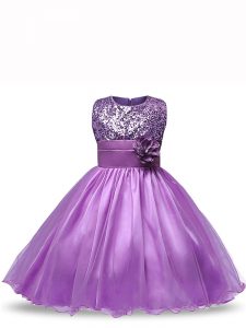 On Sale Knee Length Purple High School Pageant Dress Scoop Sleeveless Zipper