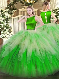 Pretty Multi-color Ball Gowns Ruffles Military Ball Gowns Clasp Handle Organza Sleeveless Floor Length