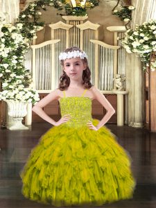On Sale Sleeveless Beading and Ruffles Lace Up Little Girls Pageant Gowns