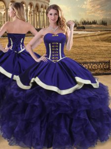 Designer Sweetheart Sleeveless Organza Sweet 16 Dress Beading and Ruffles Lace Up