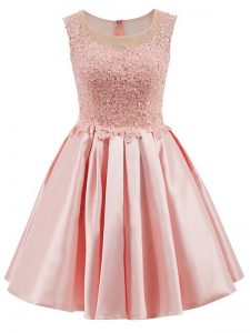 Baby Pink Sleeveless Lace Mini Length Damas Dress