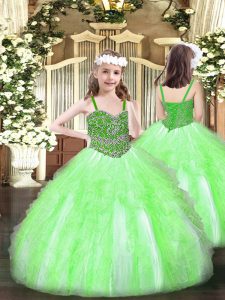 Little Girls Pageant Dress Party and Quinceanera with Beading and Ruffles Straps Sleeveless Lace Up