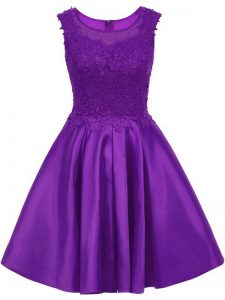 Discount Purple Sleeveless Lace Mini Length Court Dresses for Sweet 16