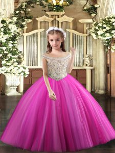 Sleeveless Beading Lace Up Pageant Dress for Girls
