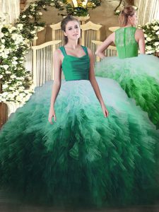 Comfortable Tulle Sleeveless Floor Length 15 Quinceanera Dress and Ruffles