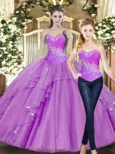 Sleeveless Lace Up Floor Length Beading 15th Birthday Dress