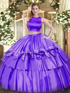 Tulle Sleeveless Floor Length Sweet 16 Quinceanera Dress and Ruffled Layers