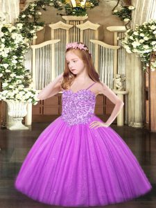 Elegant Sleeveless Lace Up Floor Length Appliques Girls Pageant Dresses
