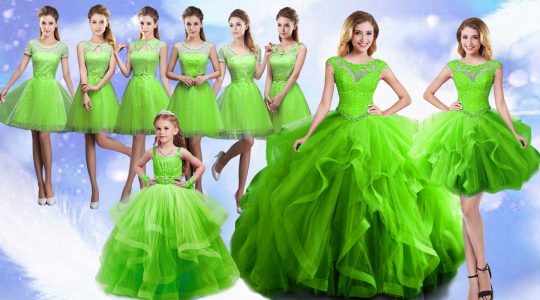 Luxurious Sleeveless Lace Up Floor Length Beading and Ruffles Quince Ball Gowns