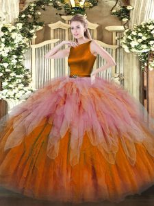 Customized Multi-color Sleeveless Ruffles Floor Length Sweet 16 Dresses