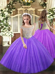 On Sale Straps Sleeveless Lace Up Pageant Dress Toddler Lavender Tulle