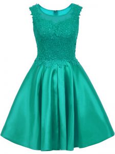 High Quality Turquoise Zipper Quinceanera Court Dresses Lace Sleeveless Mini Length