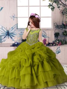 Sleeveless Beading and Pick Ups Zipper Pageant Dress for Girls