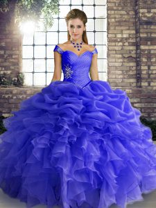 Attractive Organza Sleeveless Floor Length Sweet 16 Quinceanera Dress and Beading and Ruffles and Pick Ups