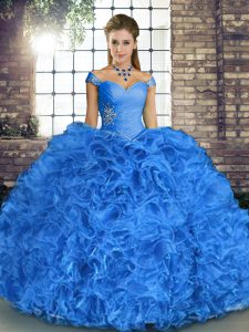 High End Sleeveless Beading and Ruffles Lace Up Vestidos de Quinceanera