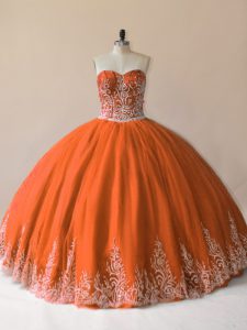 Noble Orange Sleeveless Tulle Lace Up Sweet 16 Quinceanera Dress for Sweet 16 and Quinceanera