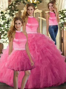 Trendy Tulle Sleeveless Floor Length Quinceanera Dress and Ruffles
