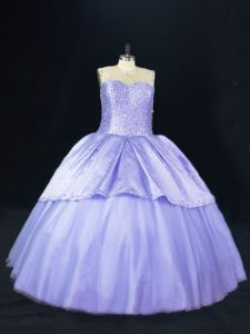 Most Popular Scoop Sleeveless Tulle Sweet 16 Dresses Beading Lace Up