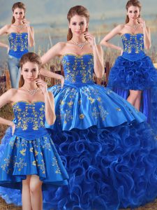 Classical Floor Length Ball Gowns Sleeveless Royal Blue Vestidos de Quinceanera Lace Up