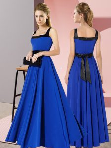 Royal Blue Zipper Damas Dress Belt Sleeveless Floor Length